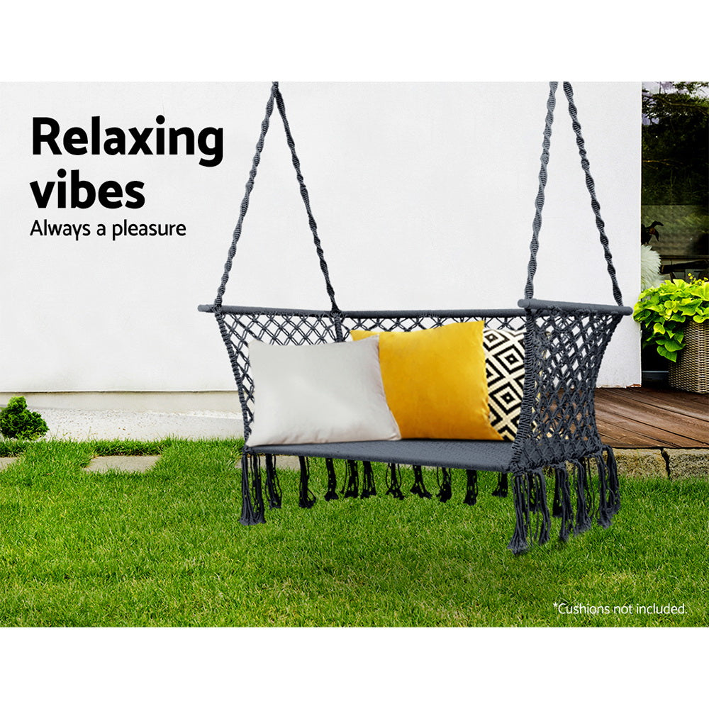 Gardeon Hammock Chair Outdoor Portable Camping Hammocks 2 Person Grey HM-CHAIR-DOU-GREY