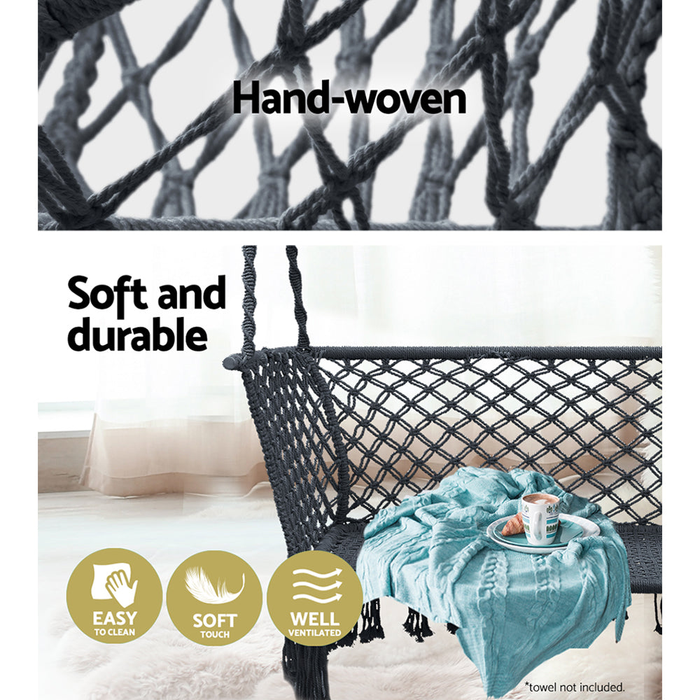 Gardeon Hammock Chair Outdoor Portable Camping Hammocks 2 Person Grey HM-CHAIR-DOU-GREY