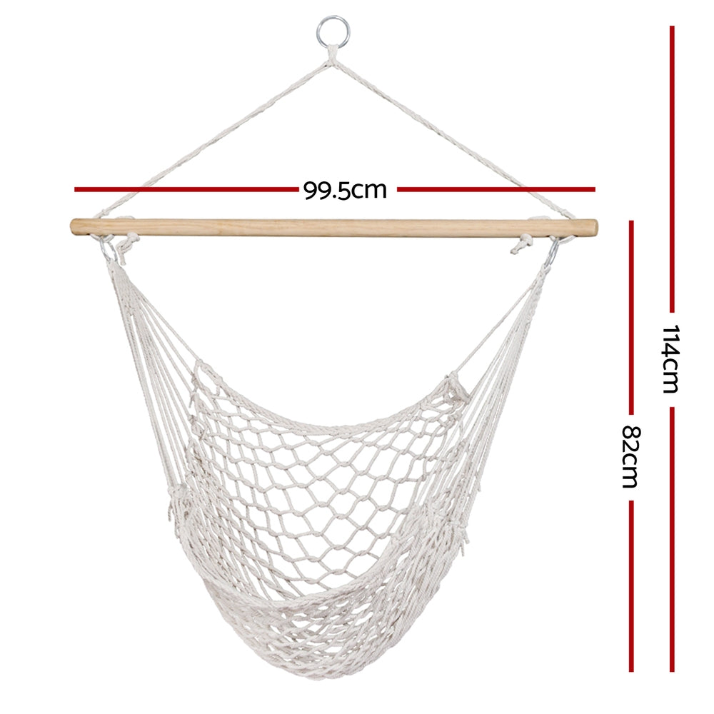 Gardeon Hammock Chair Outdoor Hanging Camping Mesh Indoor Cream HM-CHAIR-MES-CREAM