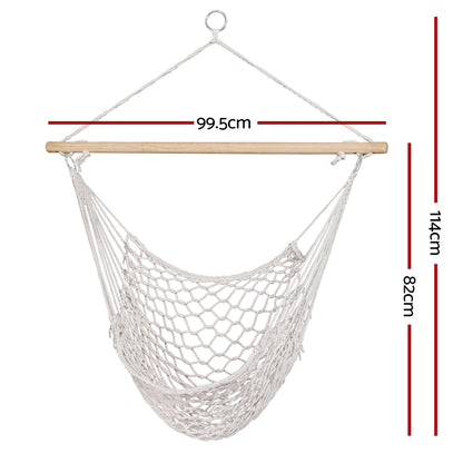 Gardeon Hammock Chair Outdoor Hanging Camping Mesh Indoor Cream HM-CHAIR-MES-CREAM