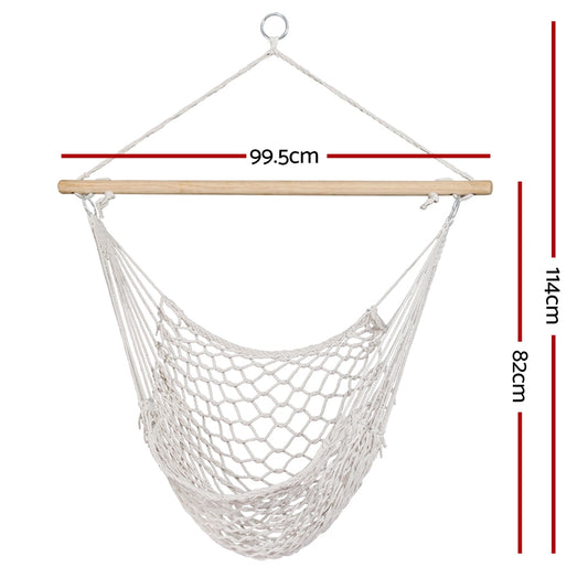 Gardeon Hammock Chair Outdoor Hanging Camping Mesh Indoor Cream HM-CHAIR-MES-CREAM