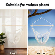 Gardeon Hammock Chair Outdoor Hanging Camping Mesh Indoor Cream HM-CHAIR-MES-CREAM