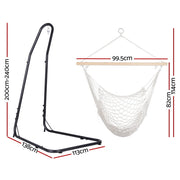 Gardeon Hammock Hanging Chair with Heavy Duty Steel Stand HM-CHAIR-MES-CREAM-A