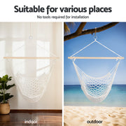 Gardeon Hammock Hanging Chair with Heavy Duty Steel Stand HM-CHAIR-MES-CREAM-A