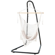 Gardeon Hammock Hanging Chair with Heavy Duty Steel Stand HM-CHAIR-MESH-CREAM-A