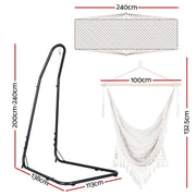 Gardeon Hammock Hanging Chair with Heavy Duty Steel Stand HM-CHAIR-MESH-CREAM-A