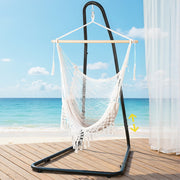 Gardeon Hammock Hanging Chair with Heavy Duty Steel Stand HM-CHAIR-MESH-CREAM-A