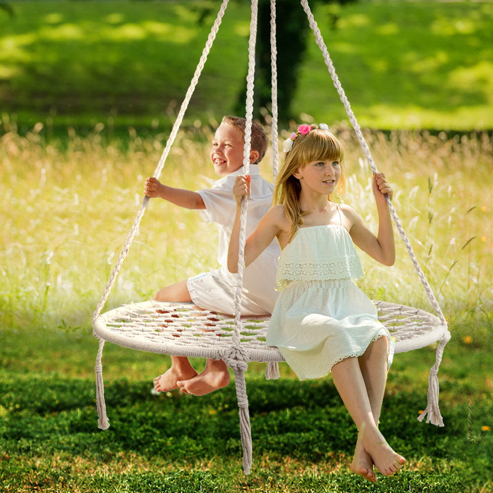 Gardeon Hammock Chair Outdoor Tree Swing Nest Web Hanging Seat 100cm HM-CHAIR-NEST-CREAM