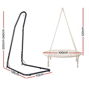 Gardeon Hammock Hanging Chair with Steel Stand HM-CHAIR-NEST-CREAM-A