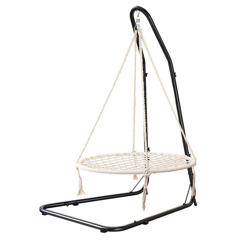 Gardeon Hammock Hanging Chair with Steel Stand HM-CHAIR-NEST-CREAM-A