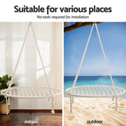 Gardeon Hammock Hanging Chair with Steel Stand HM-CHAIR-NEST-CREAM-A