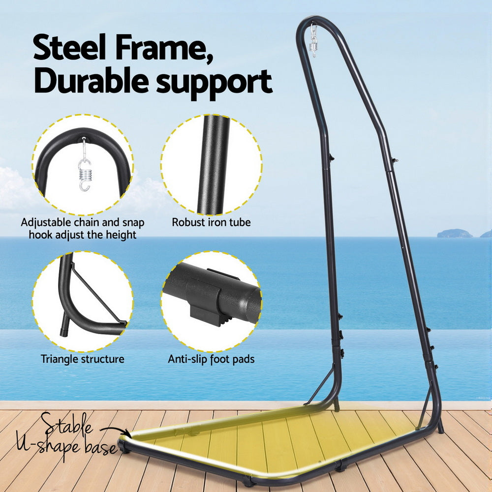 Gardeon Hammock Hanging Chair with Steel Stand HM-CHAIR-NEST-CREAM-A