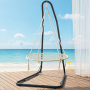 Gardeon Hammock Hanging Chair with Steel Stand HM-CHAIR-NEST-CREAM-A