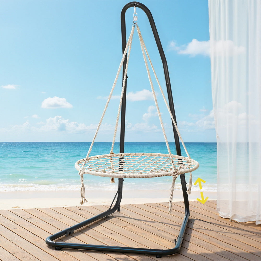 Gardeon Hammock Hanging Chair with Steel Stand HM-CHAIR-NEST-CREAM-A