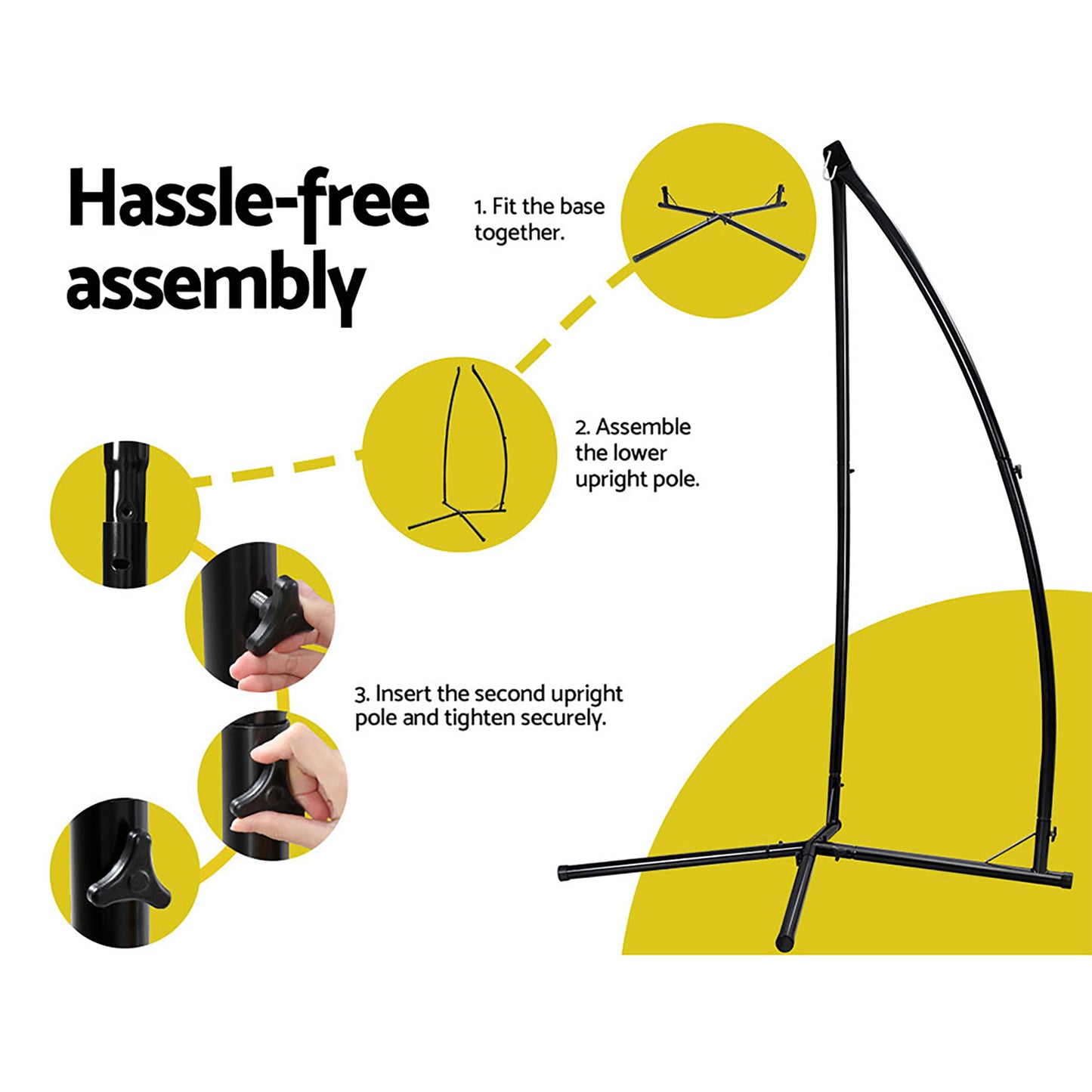 Gardeon Hammock Chair Nest Web Outdoor Swing with Steel Stand 100cm HM-CHAIR-NEST-CREAM-X