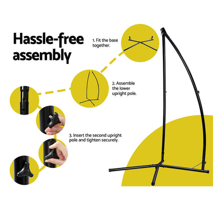 Gardeon Hammock Chair Nest Web Outdoor Swing with Steel Stand 100cm HM-CHAIR-NEST-CREAM-X