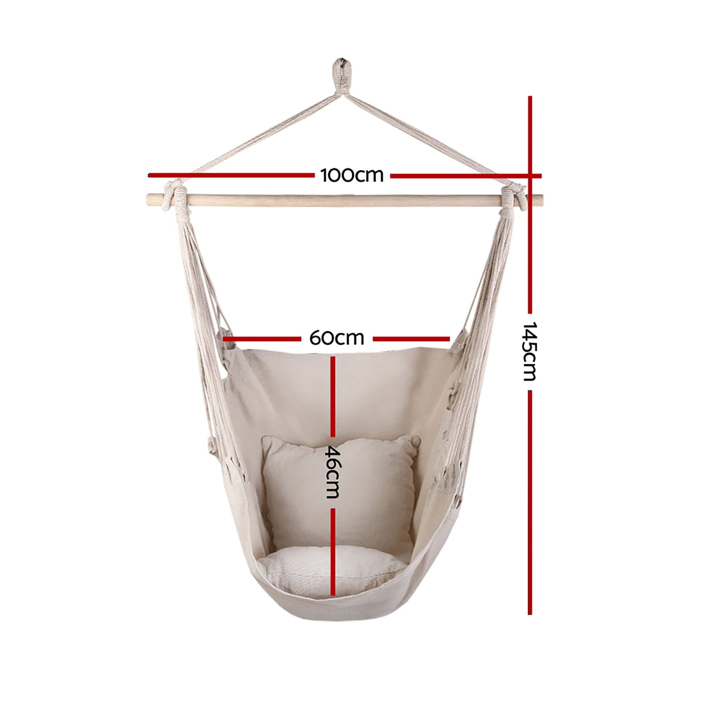 Gardeon Hammock Chair Outdoor Camping Hanging Hammocks Cushion Pillow Cream HM-CHAIR-PILLOW-CREAM