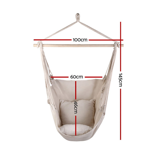 Gardeon Hammock Chair Outdoor Camping Hanging Hammocks Cushion Pillow Cream HM-CHAIR-PILLOW-CREAM