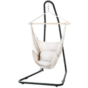 Gardeon Hammock Chair with Heavy Duty Steel Stand HM-CHAIR-PILLOW-CREAM-A