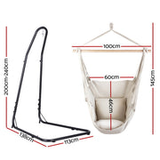 Gardeon Hammock Chair with Heavy Duty Steel Stand HM-CHAIR-PILLOW-CREAM-A