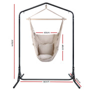 Gardeon Outdoor Hammock Chair with Stand Hanging Hammock with Pillow Cream HM-CHAIR-PILLOW-CREAM-U