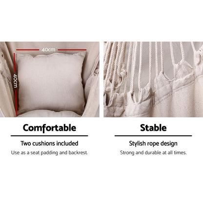 Gardeon Outdoor Hammock Chair with Stand Hanging Hammock with Pillow Cream HM-CHAIR-PILLOW-CREAM-U