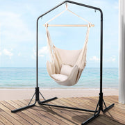Gardeon Outdoor Hammock Chair with Stand Hanging Hammock with Pillow Cream HM-CHAIR-PILLOW-CREAM-U