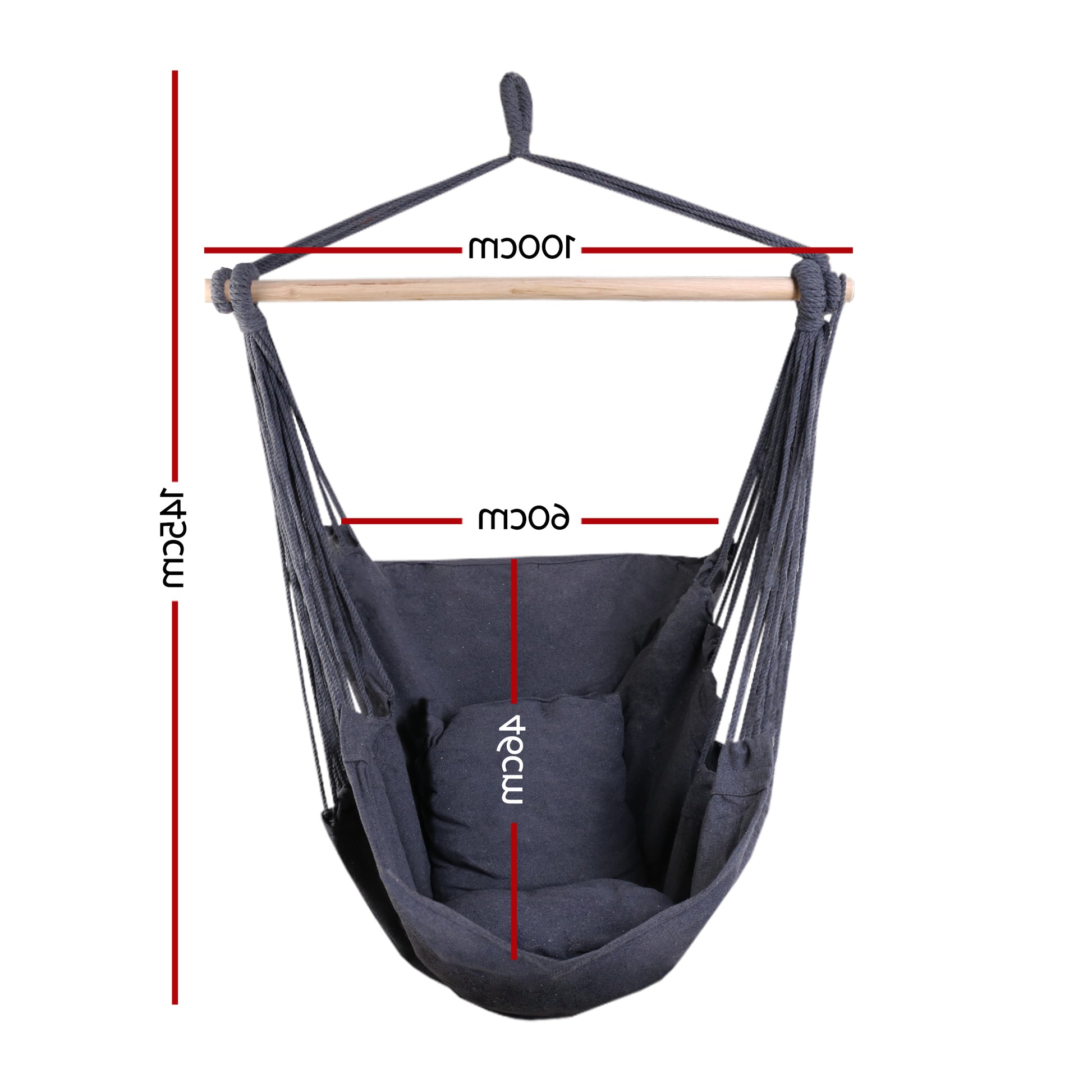 Gardeon Hammock Chair Outdoor Camping Hanging Hammocks Cushion Pillow Grey HM-CHAIR-PILLOW-GREY