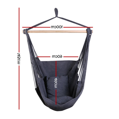 Gardeon Hammock Chair Outdoor Camping Hanging Hammocks Cushion Pillow Grey HM-CHAIR-PILLOW-GREY