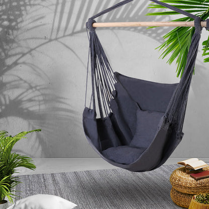 Gardeon Hammock Chair Outdoor Camping Hanging Hammocks Cushion Pillow Grey HM-CHAIR-PILLOW-GREY