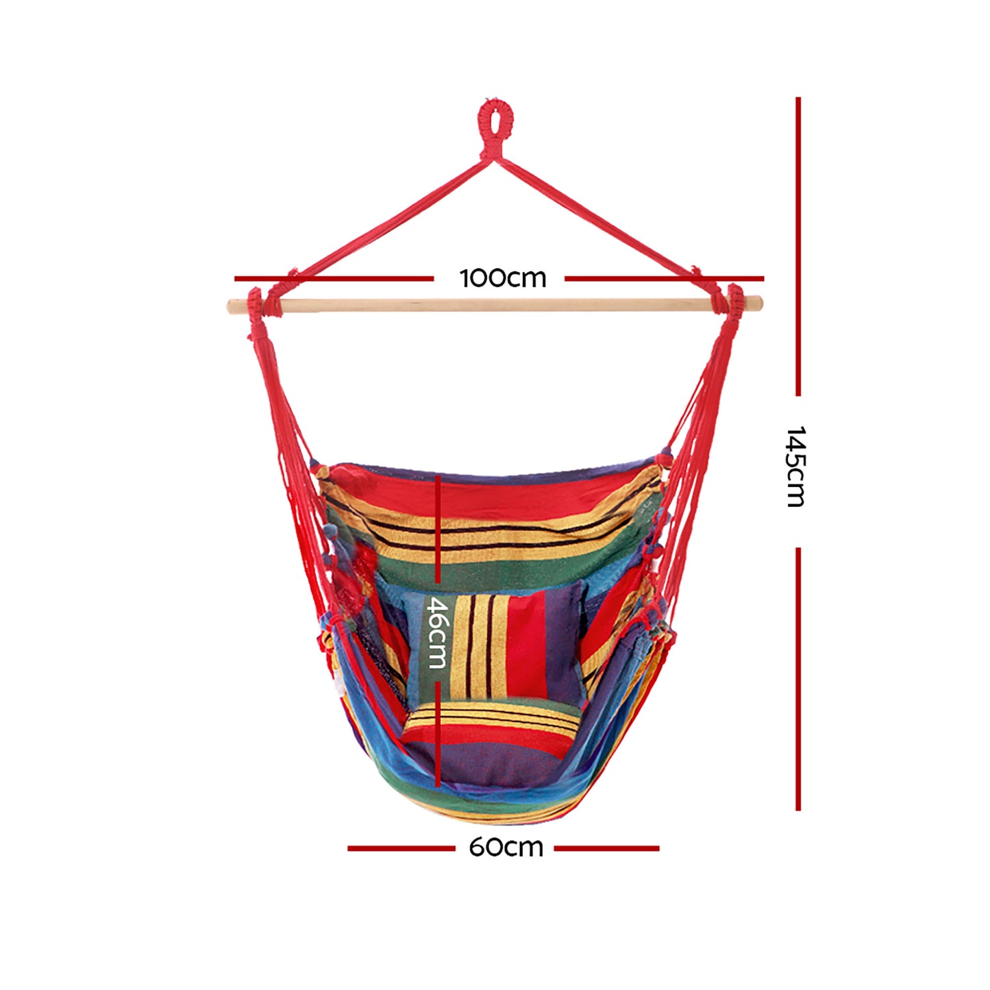 Gardeon Hammock Chair Outdoor Camping Hanging Hammocks Cushion Pillow Rainbow HM-CHAIR-PILLOW-RAINBOW