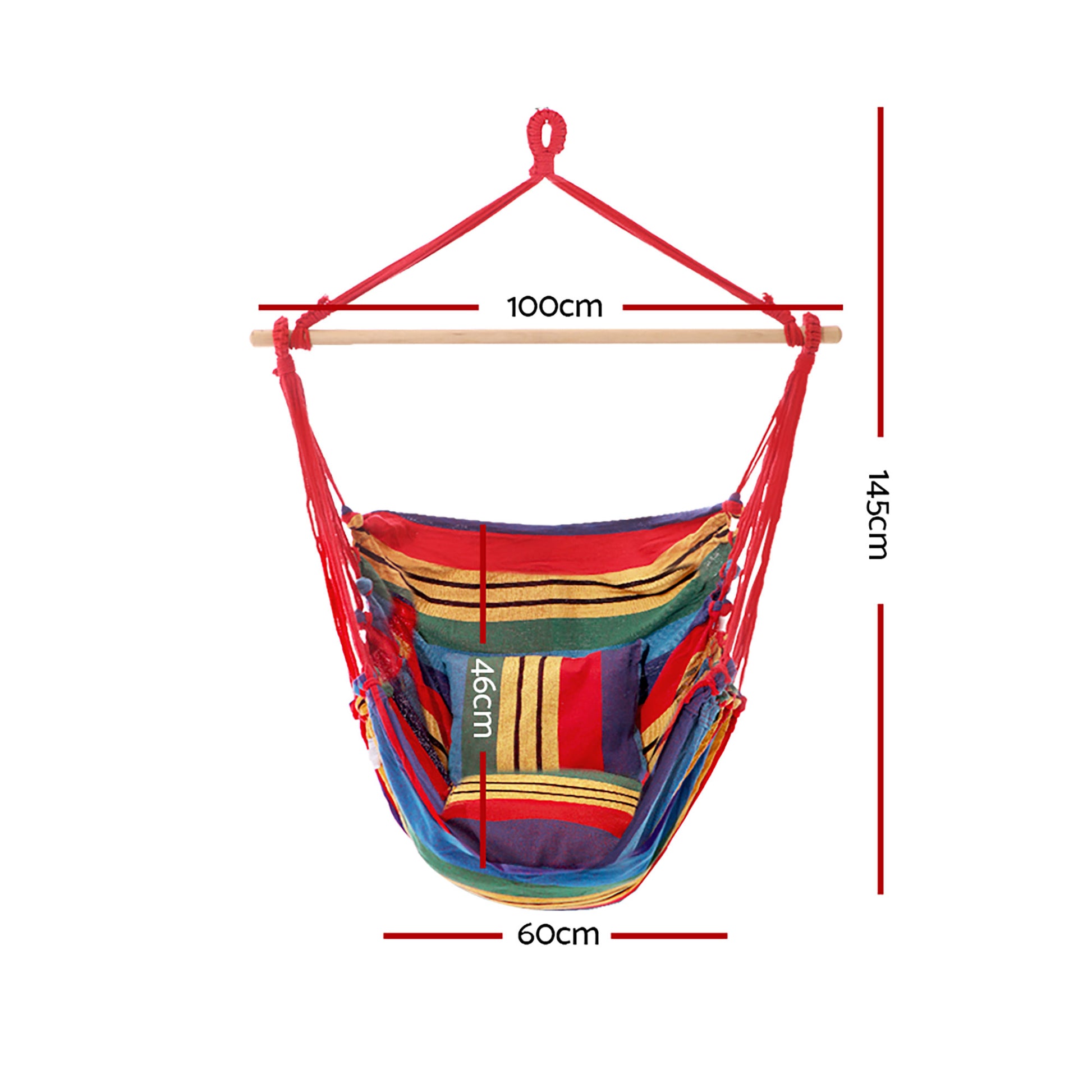 Gardeon Hammock Chair Outdoor Camping Hanging Hammocks Cushion Pillow Rainbow HM-CHAIR-PILLOW-RAINBOW