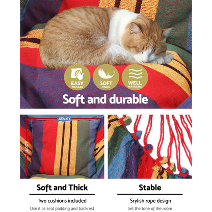 Gardeon Hammock Chair Outdoor Camping Hanging Hammocks Cushion Pillow Rainbow HM-CHAIR-PILLOW-RAINBOW
