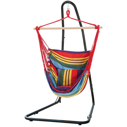 Gardeon Hammock Chair with Heavy Duty Steel Stand HM-CHAIR-PILLOW-RAINBOW-A