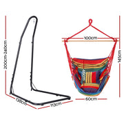 Gardeon Hammock Chair with Heavy Duty Steel Stand HM-CHAIR-PILLOW-RAINBOW-A