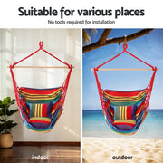 Gardeon Hammock Chair with Heavy Duty Steel Stand HM-CHAIR-PILLOW-RAINBOW-A