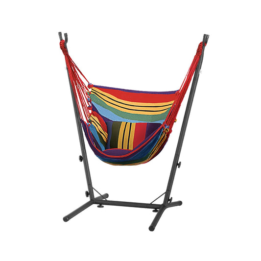Gardeon Hammock Chair Outdoor Camping Hanging with Stand Rainbow HM-CHAIR-PILLOW-RAINBOW-H
