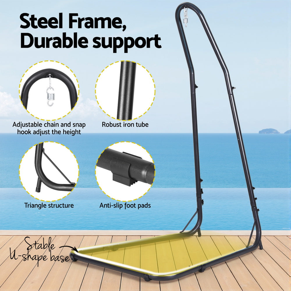 Gardeon Hammock Chair Stand Heavy Duty Steel Frame Black HM-CHAIR-STAND-A