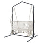 Gardeon Hammock Chair with Stand Macrame Outdoor Garden 2 Seater Cream HM-CHAIR-STAND-U-DOU-CREAM