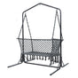 Gardeon Hammock Chair with Stand Macrame Outdoor Garden 2 Seater Grey HM-CHAIR-STAND-U-DOU-GREY