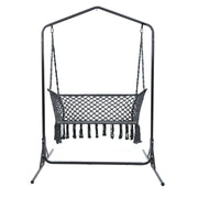 Gardeon Hammock Chair with Stand Macrame Outdoor Garden 2 Seater Grey HM-CHAIR-STAND-U-DOU-GREY