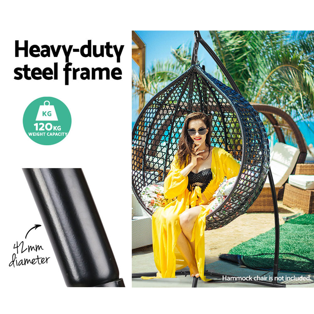 Gardeon Hammock Chair Steel Stand Outdoor Furniture Heavy Duty Black HM-CHAIR-STAND-X