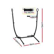 Gardeon Hammock Chair Stand Iron Frame w/ Phone Holder Black HM-CHAIR-STD-H