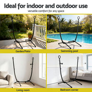 Gardeon Hammock Chair Stand Iron Frame w/ Phone Holder Black HM-CHAIR-STD-H