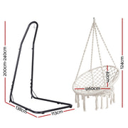 Gardeon Hammock Hanging Chair with Steel Stand HM-CHAIR-SWING-CREAM-A