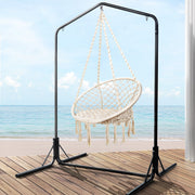 Gardeon Outdoor Hammock Chair with Stand Cotton Swing Relax Hanging 124CM Cream HM-CHAIR-SWING-CREAM-U