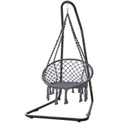 Gardeon Hammock Hanging Chair with Steel Stand HM-CHAIR-SWING-GREY-A