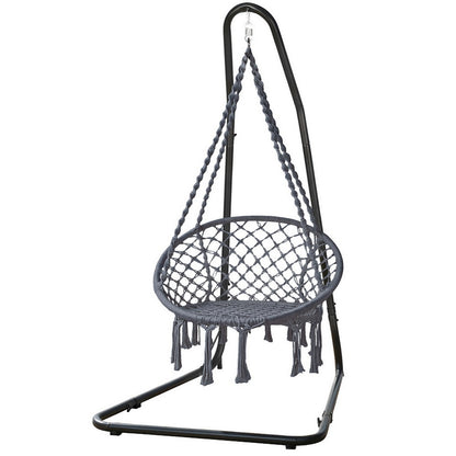 Gardeon Hammock Hanging Chair with Steel Stand HM-CHAIR-SWING-GREY-A