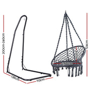 Gardeon Hammock Hanging Chair with Steel Stand HM-CHAIR-SWING-GREY-A