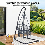 Gardeon Hammock Hanging Chair with Steel Stand HM-CHAIR-SWING-GREY-A